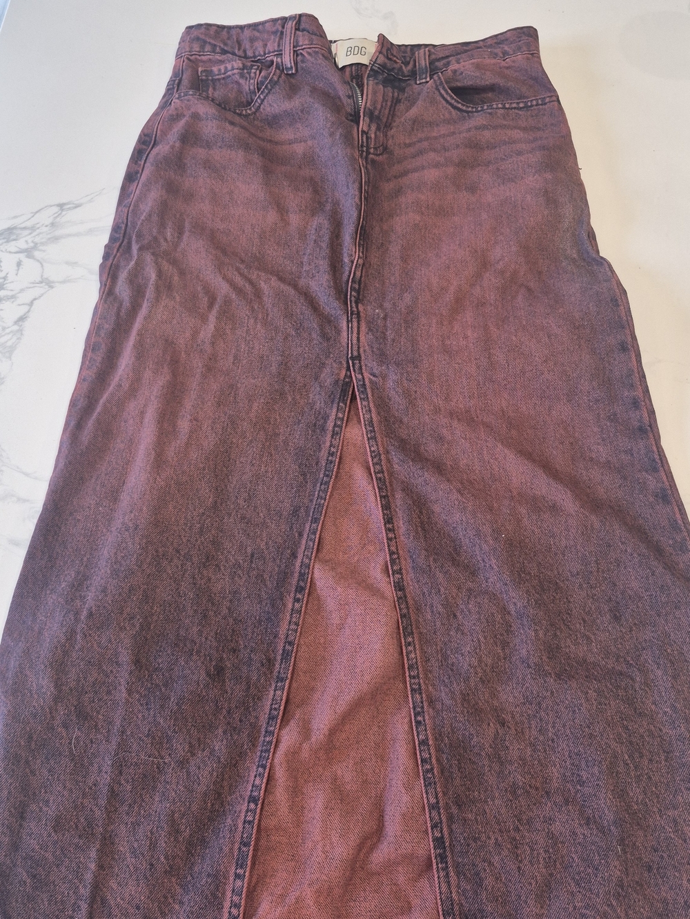 Urban Outfitters BDG Straight-Leg Maxi Skirt Jeans in Faded Wine